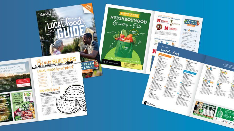 Examples of printed food guides with ads